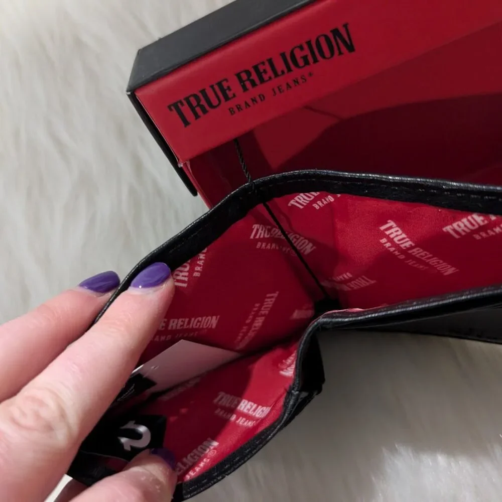 NWT Men's Black True Religion Leather Wallet